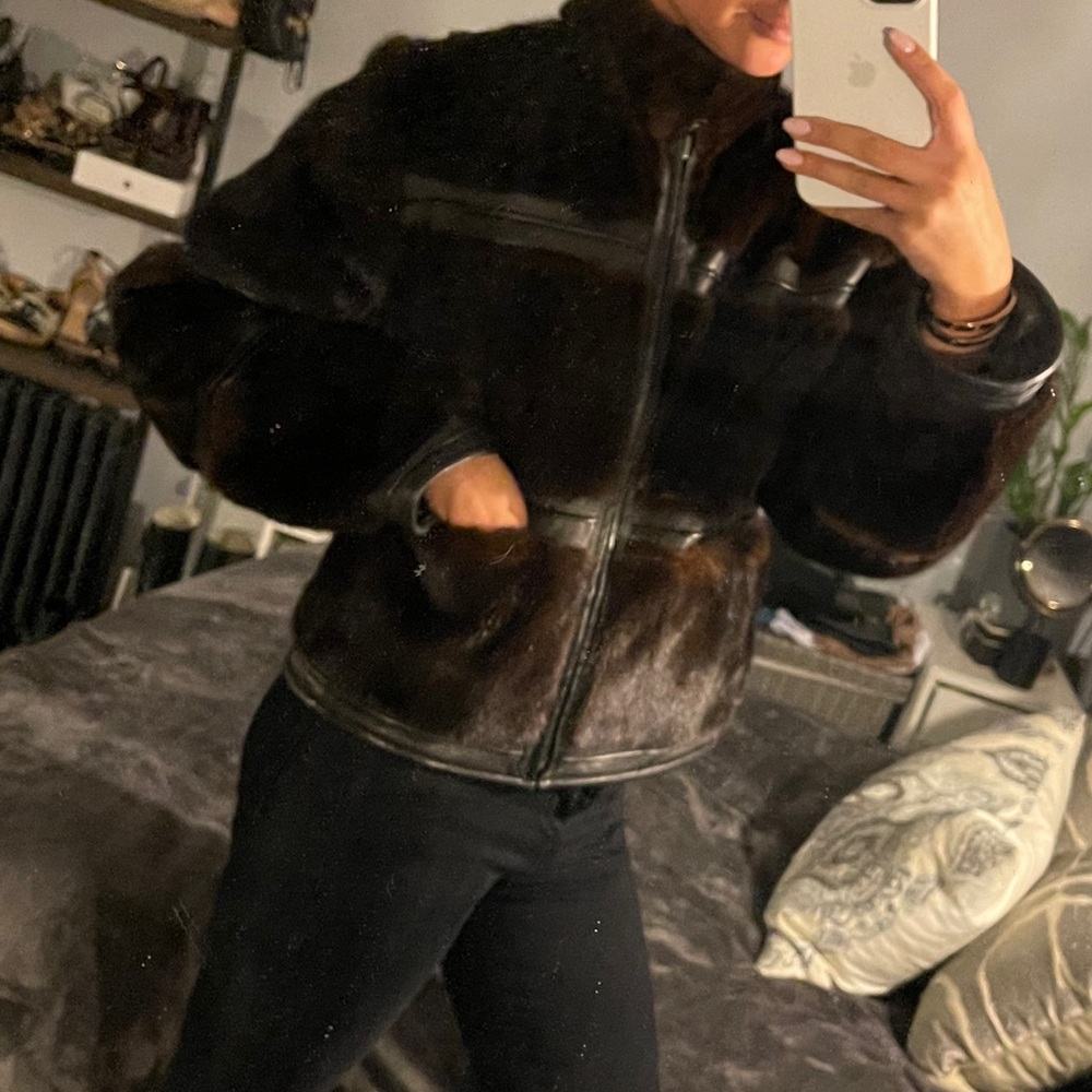 KuZu fur bomber jacket with leather
